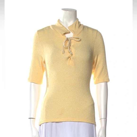 LoveShackFancy Yellow Front-tie Top - Picture 1 of 5